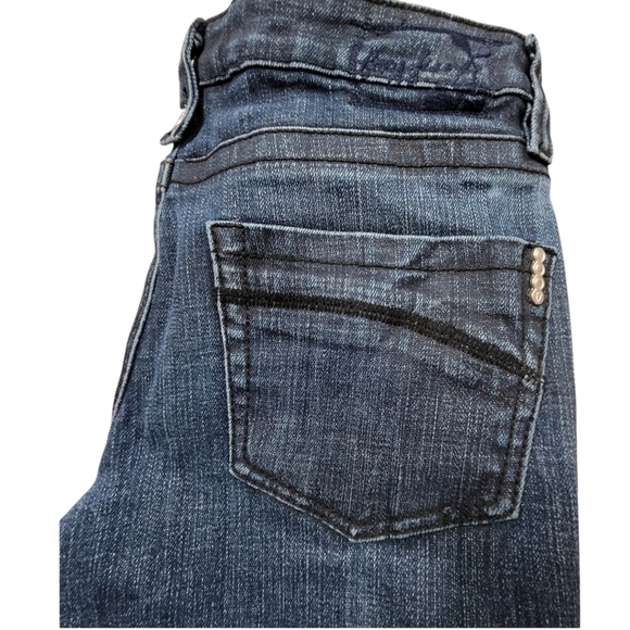 𝅺TALL Long Size 9 Straight Skinny Low Rise Dark Denim Wash Stretch Jean - Picture 6 of 12